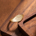 Open Adjustable Sun Spiral Signet Ring Silver Or Gold Tone view 3
