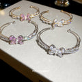 Butterfly Crystal Open Cuff Bracelet Dual Bar 3 Styles view 3