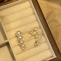 Graduated Pearl Cluster Curved Statement Stud Earrings view 4