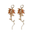 Crystal Leaf Fringe Drop Earrings in Blue and Pink view 5