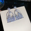 Crystal Castle Statement Stud Earrings Fashion Jewelry view 6