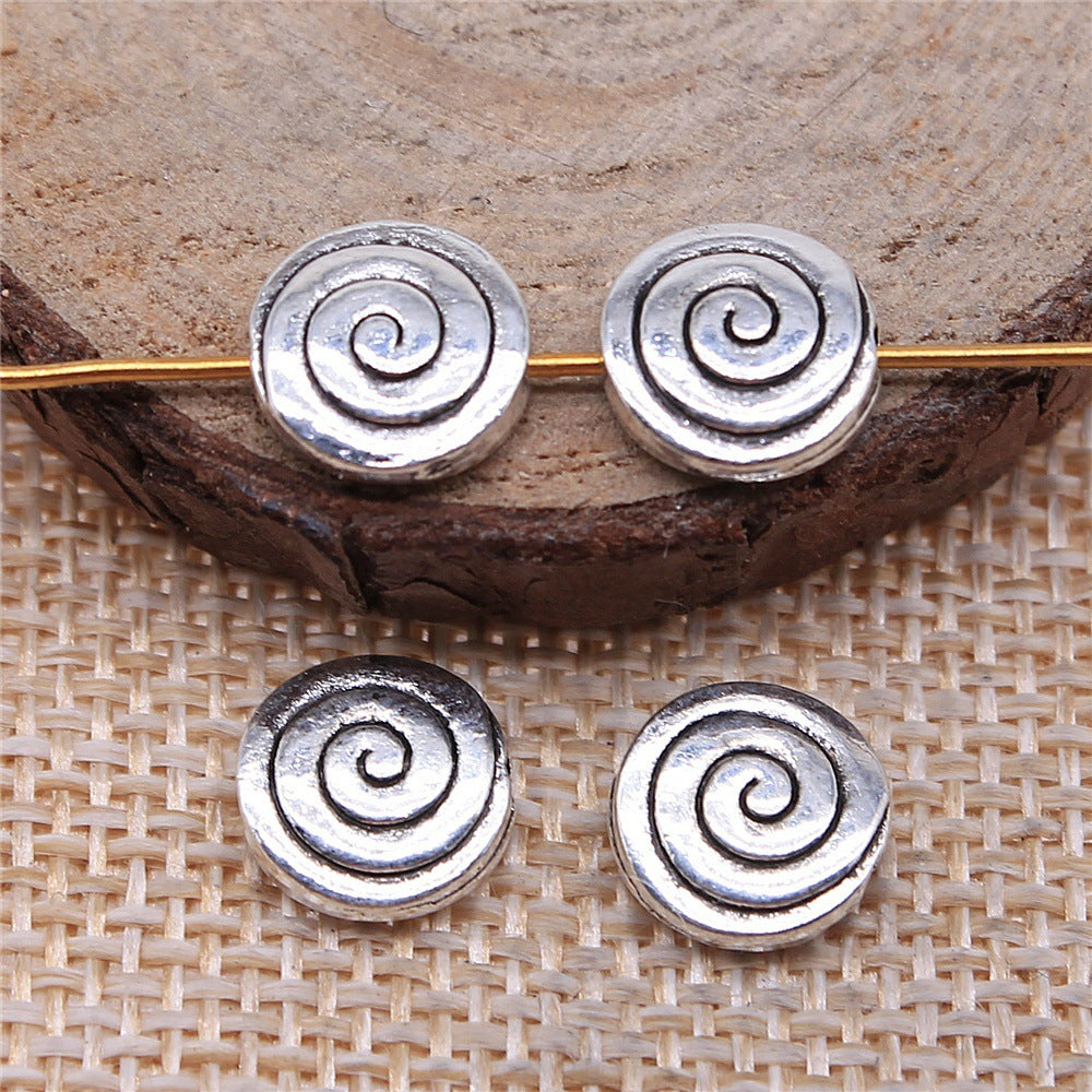 3x10mm 1.1g Multicolor Zinc Alloy Swirl Round Small Hole Spacer Beads for Bracelet Jewelry Making