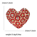 Red Crystal Honeycomb Heart Brooch Gold Tone Pavé Rhinestones view 6