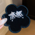 Crystal Star Fringe Stud Earrings in Silver and Gold Tones view 7