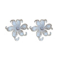 Pearlescent White Oversized Flower Statement Stud Earrings view 5