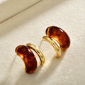 Irregular Resin Double Curve Stud Earrings In Three Colors view 7
