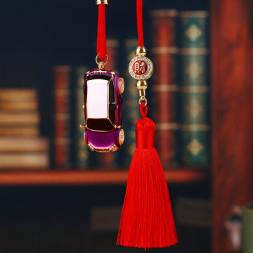 Jeweled Top View Car Hangers with Red Tassels in Three Colors