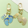 Baby Shower Charm Keychains Featuring Blue Bottle Clasp Across 14 Pictured Variations view 2