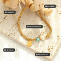 Gold Bead Bracelet Pearl Crystal Cube Good Luck Tag Charm view 2