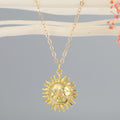 Gold Tone Celestial Sun and Moon Face Pendant Necklaces in Three Designs view 5