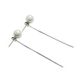 White Pearl Silver Snake Chain Tassel Drop Earrings view 5