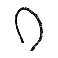 Black Braided Fabric Headband With Pearl Like And Clear Beads view 5
