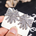 White Gold Pave Firework Starburst Clear Stud Earrings view 5
