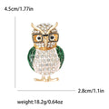 Crystal Owl Brooch With Colored Enamel Wings and Glasses view 8