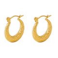 Dimpled Texture C Shape Hoop Earrings Steel Gold Stainless view 5