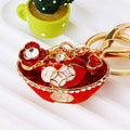 Jeweled Fortune Ingot Bowl Keychains in Four Colors with Braided Loops view 4