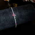 Silver Magenta Crystal Flower Butterfly Bracelets Cuffs view 6