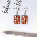 Silver Tone Brown Miniature Egg Tray Novelty Hook Earrings view 1