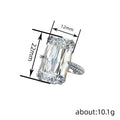 Silver Oversized Emerald Cut CZ Statement Ring Sizes 6-10 view 4