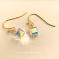 Gold Tone Iridescent Clear Cube Drop Hook Earrings For Women view 4