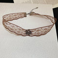 Brown Lace Choker Necklaces with Floral Medallions view 6