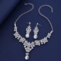 Black Silver Tone Five Point Star Five Designs Metal Necklace and Earring Set view 4