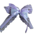 Purple Satin Lace Bow Duckbill Hair Clip One Style view 5