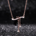 Rose Gold Tone Star Bar Tassel Pendant Necklace Polished Jewelry view 2