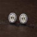 Silver Oval Halo Clear Stone Stud Earrings Metal Alloy view 3