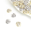 Striped Heart Charm with Clear Stones, Gold-Tone or Silver-Tone view 1