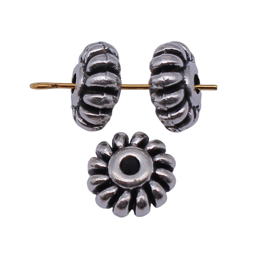 12x12x6mm 2.1g Antique Silver Zinc Alloy Spiral Pattern Small Hole Spacer Beads for Bracelet Making