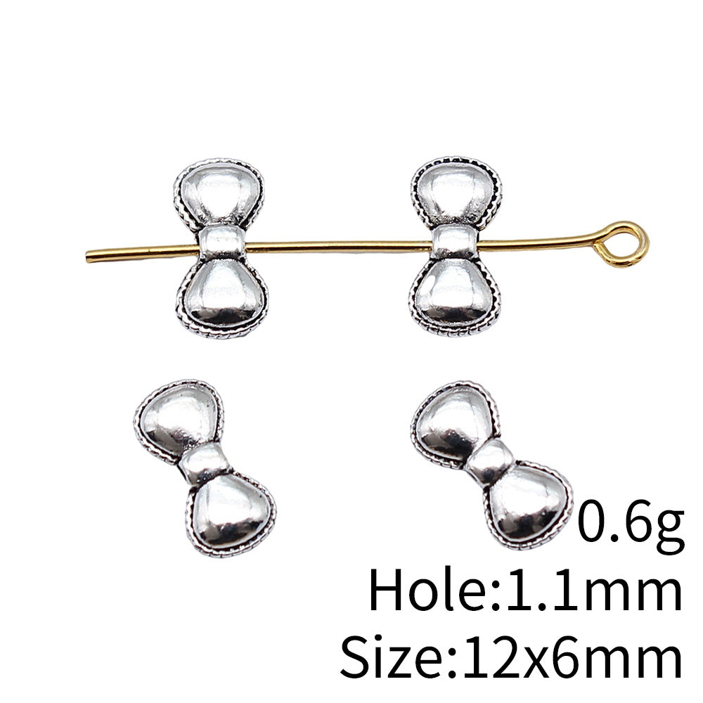 12x6mm 0.6g Antique Silver Zinc Alloy Bowknot Shape Small Hole Butterfly Beads for Bracelet Jewelry Making