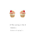 Gold Tone Colorful Cupcake And Clear Stone Stud Earrings view 4