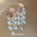 Floral Leaf Cascade Drop Earrings with Distinctive Textured Details view 3