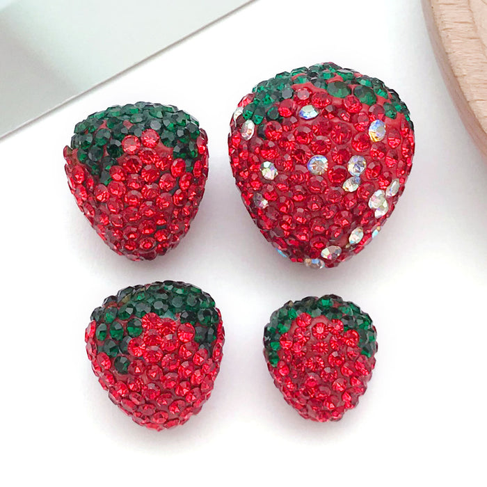 Four-Size Red Rhinestone Strawberry Clay Bead Collection