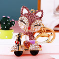Jeweled Fox Keychain with Pink and Aqua Cabochon Tail view 4