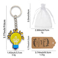 Yellow Lightbulb Wood Print Keychain Blue Base Charm view 2