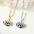 Crystal Lash Evil Eye Pendant Necklaces in Gold and Silver Tone view 1