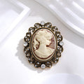 Blue Silver Tone Woman Portrait Crystal Two Designs Metal Brooch Pin view 5