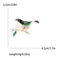 Enamel Bird on Pearl Branch Brooch in Green or Red Wings view 6
