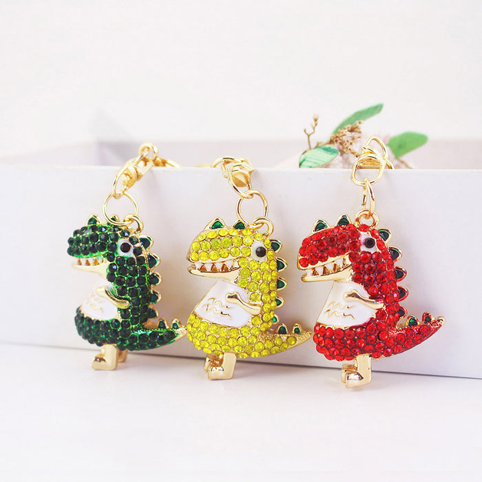 Rhinestone Dinosaur Keychain With Lobster Clasp In 4 Styles