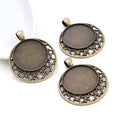 Star Crescent Round Pendant Bezel Blank for Cabochon Craft view 3