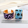 Gold Tone Seed Bead Animal Pattern Wide Cuff Bracelets in Six Designs view 5