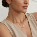 Layered Fan Fringe Pendant Necklace in Polished Gold Tone view 3
