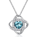 Silver Interlock Heart CZ Pendant Necklace Blue Red view 1
