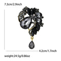 Crystal Floral Teardrop Brooch with Dangle Accent Decorative Metal Pin view 10