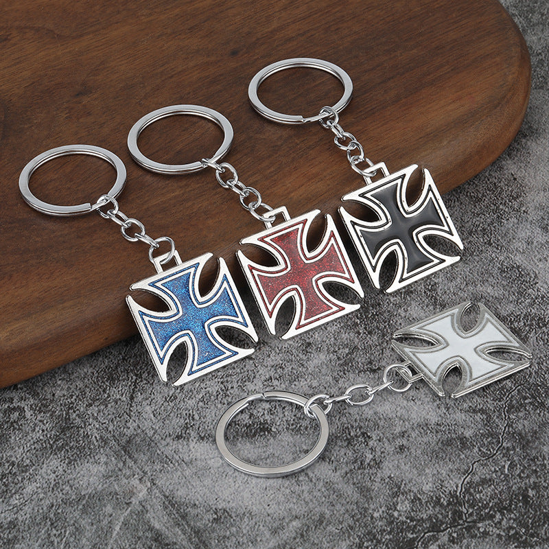 Vintage Crusader Flower Zinc Alloy Keychain Pendant Gift Accessory