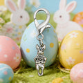 Silver Tone Crowned Rabbit Lobster Clasp Charm and Attached Hardware view 4