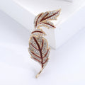 Curved Crystal Leaf Brooch in Three Tones for Jackets, Coats, and Scarves view 2