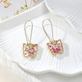 Gold Tone Butterfly Pressed Flower Drop Earrings in Six Designs view 3
